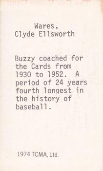 1974 TCMA 1934 St. Louis Cardinals #NNO Buzzy Wares Back