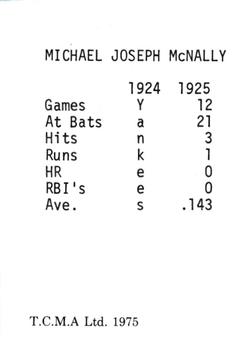 1975 TCMA 1924-25 Washington Senators #NNO Mike McNally Back
