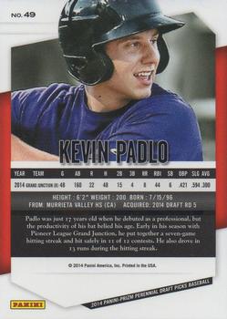 2014 Panini Prizm Perennial Draft Picks #49 Kevin Padlo Back
