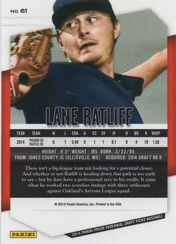 2014 Panini Prizm Perennial Draft Picks #61 Lane Ratliff Back
