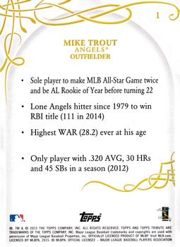 2015 Topps Tribute #1 Mike Trout Back