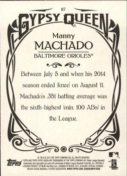 2015 Topps Gypsy Queen #117 Manny Machado Back