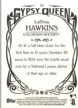 2015 Topps Gypsy Queen #213 LaTroy Hawkins Back