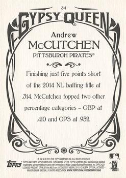 2015 Topps Gypsy Queen #34 Andrew McCutchen Back