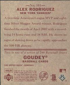 2007 Upper Deck Goudey - Red Backs #101 Alex Rodriguez Back