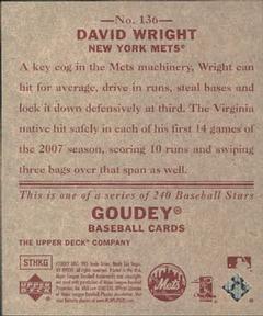 2007 Upper Deck Goudey - Red Backs #136 David Wright Back
