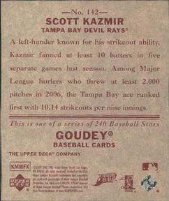 2007 Upper Deck Goudey - Red Backs #142 Scott Kazmir Back