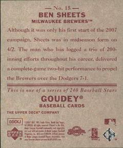 2007 Upper Deck Goudey - Red Backs #15 Ben Sheets Back