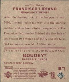 2007 Upper Deck Goudey - Red Backs #167 Francisco Liriano Back