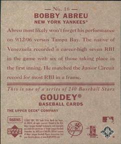 2007 Upper Deck Goudey - Red Backs #16 Bobby Abreu Back