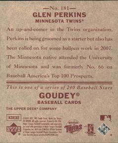 2007 Upper Deck Goudey - Red Backs #181 Glen Perkins Back