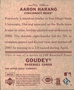 2007 Upper Deck Goudey - Red Backs #188 Aaron Harang Back