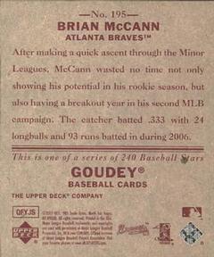 2007 Upper Deck Goudey - Red Backs #195 Brian McCann Back