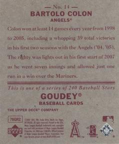 2007 Upper Deck Goudey - Red Backs #14 Bartolo Colon Back