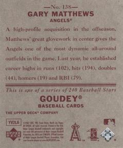 2007 Upper Deck Goudey - Red Backs #138 Gary Matthews Back