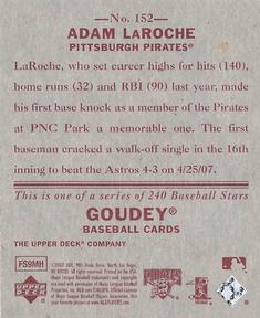 2007 Upper Deck Goudey - Red Backs #152 Adam LaRoche Back