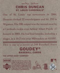 2007 Upper Deck Goudey - Red Backs #169 Chris Duncan Back