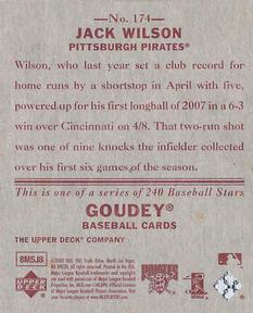 2007 Upper Deck Goudey - Red Backs #174 Jack Wilson Back