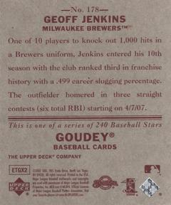 2007 Upper Deck Goudey - Red Backs #178 Geoff Jenkins Back