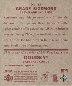 2007 Upper Deck Goudey - Red Backs #43 Grady Sizemore Back