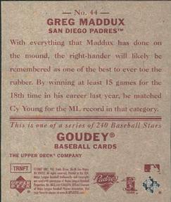2007 Upper Deck Goudey - Red Backs #44 Greg Maddux Back