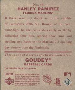 2007 Upper Deck Goudey - Red Backs #46 Hanley Ramirez Back
