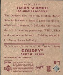 2007 Upper Deck Goudey - Red Backs #53 Jason Schmidt Back