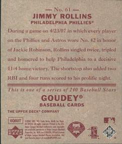 2007 Upper Deck Goudey - Red Backs #61 Jimmy Rollins Back