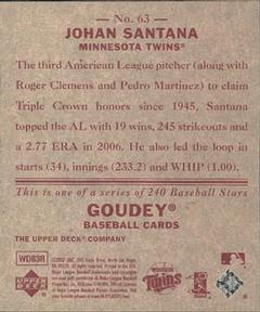 2007 Upper Deck Goudey - Red Backs #63 Johan Santana Back