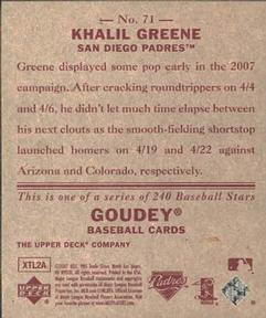 2007 Upper Deck Goudey - Red Backs #71 Khalil Greene Back
