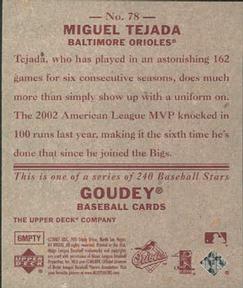 2007 Upper Deck Goudey - Red Backs #78 Miguel Tejada Back