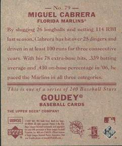 2007 Upper Deck Goudey - Red Backs #79 Miguel Cabrera Back