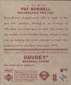 2007 Upper Deck Goudey - Red Backs #81 Pat Burrell Back