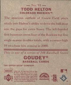 2007 Upper Deck Goudey - Red Backs #93 Todd Helton Back