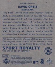 2007 Upper Deck Goudey - Sport Royalty #SR-DO David Ortiz Back
