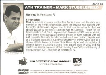 2007 Choice Wilmington Blue Rocks #35 Mark Stubblefield Back