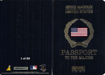 1997 Pinnacle - Passport to the Majors #1 Greg Maddux Back