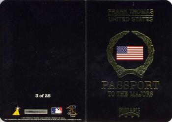 1997 Pinnacle - Passport to the Majors #3 Frank Thomas Back