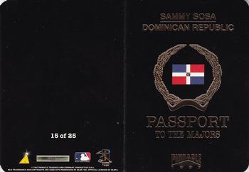 1997 Pinnacle - Passport to the Majors #15 Sammy Sosa Back