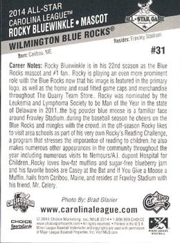 2014 Choice California League / Carolina League All-Star Game #31 Rocky Bluewinkle Back