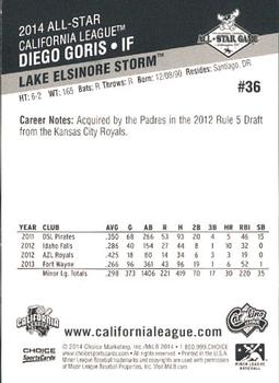 2014 Choice California League / Carolina League All-Star Game #36 Diego Goris Back