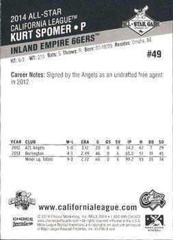 2014 Choice California League / Carolina League All-Star Game #49 Kurt Spomer Back