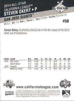 2014 Choice California League / Carolina League All-Star Game #50 Steven Okert Back