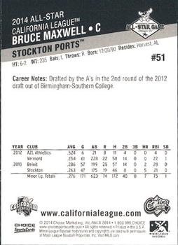 2014 Choice California League / Carolina League All-Star Game #51 Bruce Maxwell Back