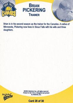 2004 MultiAd Sioux Falls Canaries #28 Brian Pickering Back