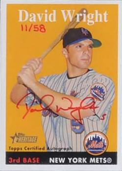 2007 Topps Heritage - Real One Autographs Red Ink #ROA-DW David Wright Front