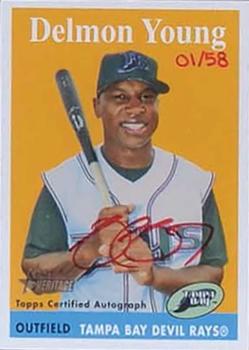 2007 Topps Heritage - Real One Autographs Red Ink #ROA-DY Delmon Young Front