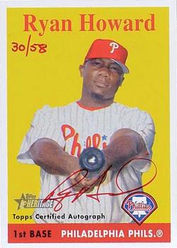 2007 Topps Heritage - Real One Autographs Red Ink #ROA-RH Ryan Howard Front