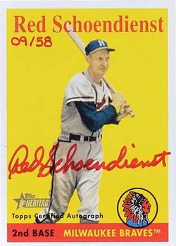 2007 Topps Heritage - Real One Autographs Red Ink #ROA-RS Red Schoendienst Front