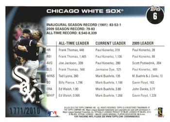 2010 Topps - Gold #6 White Sox Franchise History Back